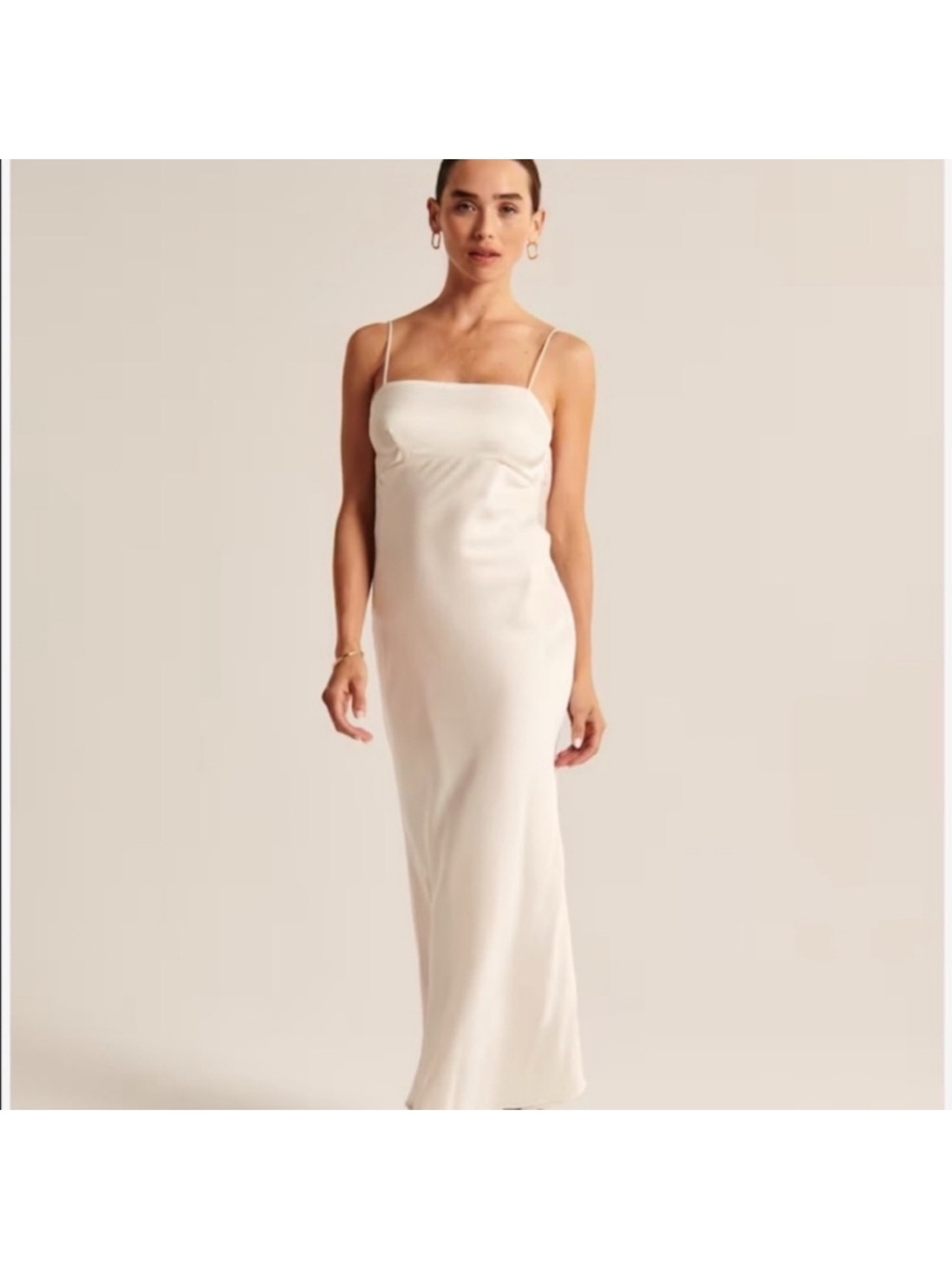 Abercrombie & Fitch Cream Satin Slip Maxi Dress